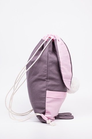 Fabric Craft Bag Çocuk Sırt Çantası Tavşan Figürlü Pembe Pembe - Gri