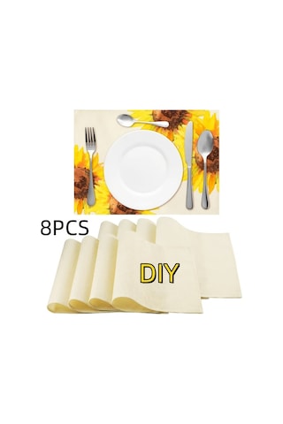 Willowhaven 8'li 12x18 İnç Sublimasyon Masa Örtüsü Yıkanabilir Linen Sofa Bej