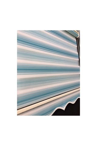 Turkuaz Renk Geçişli Pliseli Zebra Stor Perde Turkuaz Beyaz - 97209515 Turkuaz Beyaz