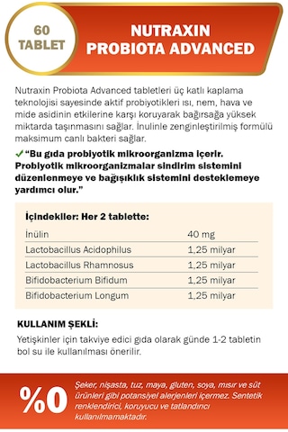 Nutraxin Probiota Advanced Probiyotik Kompleks 60 Tablet 5 Milyar Organizma