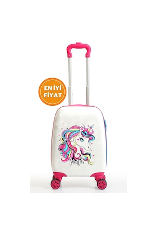 G&d Polo Suitcase Gedox Kids Pembe Beyaz Unicorn Desenli Kız Çocuk Valizi 152