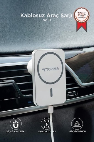 Yolculuk Gereci Seyahat Aksesuarı Kablosuz Cihaz W11 Magsafe Araç Şarj Cihazı Telefon Tutucu