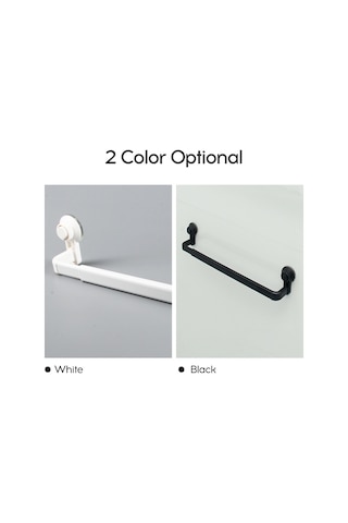 Moveevo Banyo İçin Siyah Vakum Sopalı Havlu Rakusu - Deliksiz Kurulum - Uzatılabilir 52-82cm - Paslanmaz Çelik Çubuk Diğer