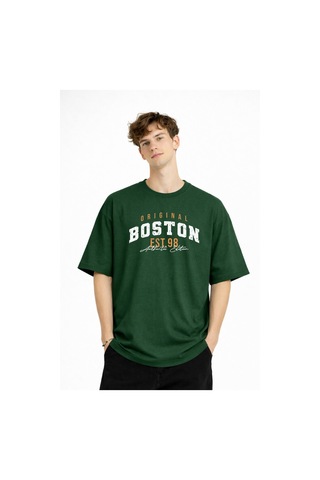 Misa Tahtakale Boston - Baskılı Oversize Tişört Hakı Çok Renkli