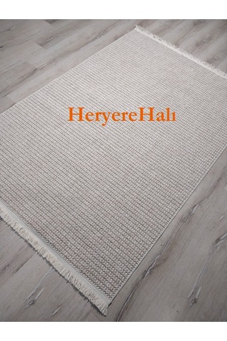Motto Plain Beige Yumuşak Tuşeli Örgü Dokuma Modern Makine Halısı