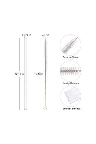 6 Adet 30 Cm Stanley Quencher Uyumlu Tritan Pipet Seti 30 Cm Tritan Pipet & Temizlik Fırçası Karışık/çok Renkli