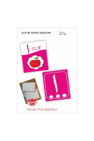 Elif Ba Hafıza Kartları 29 Adet 7x8 CM Çift Taraflı Eğitici Kart