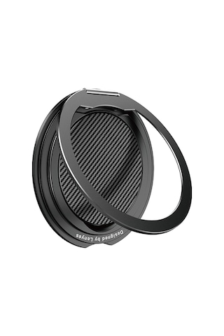 Lenyes Cr212 Aramid Fiber 360 Derece Dönebilen Magnetik Ring Stand Telefon Tutucu Siyah