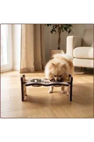 Ustaağaç Ahşap Kedi & Köpek Mama Ve Su Kabı Standı