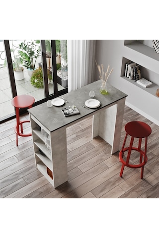 Yurudesign Style Bar Masası Mutfak Yemek Masası Beton-Taş St1-Gt
