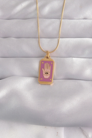 316l Çelik Gold Renk Mor Mineli El Figür Tarot Kolye 5886 Belirtilmemiş