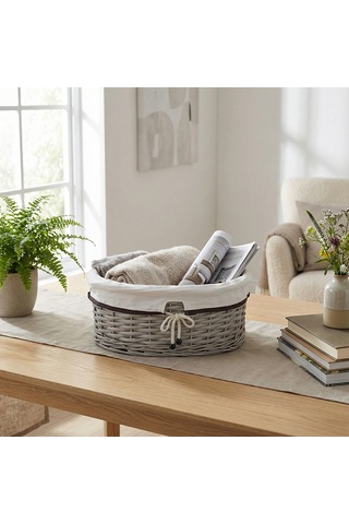 Koçtaş Plus Bağcıklı Oval Saklama Sepeti 40x32 Ekru