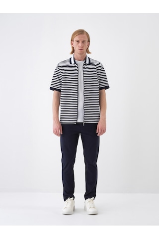 Xint Lacivert Pamuk Dokulu Regular Fit Tişört 502272