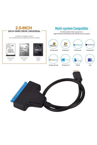 Cr30 Type-c 3.1 Sata Kablosu 2,5 İnç Ssd Hdd Sabit Disk Dönüştürücü 5gbps Hızında Çevirici Adaptör Max 3tb
