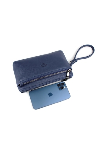 Erkek Lacivert Bileklik Kemerli Ince Portföy El Çantası Lacivert