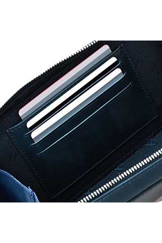 Carlye Hakiki Deri Lacivert Uniseks Ön Cepli Bileklikli Fermuarlı Rfid Korumalı Çanta Lacıvert