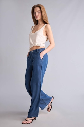 Defacto Wıde Leg Yüksek Bel Uzun Tencel Yıkama Efektli Jean Pantolon D8239ax26hsnm28 Mavi-nm28