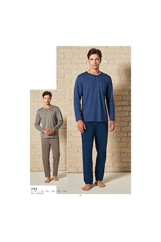 Pijadore Erkek Lacivert Viskon Uzun Kollu Pamuklu Pijama Takımı 1753 Lacivert