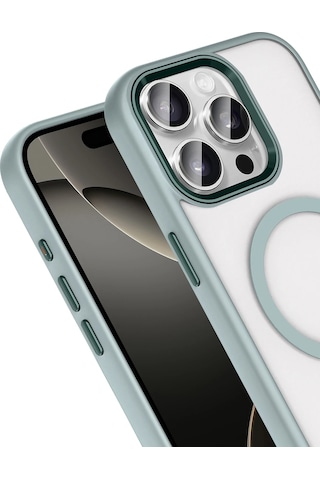 Joko - 415 - Apple iPhone Uyumlu 15 Pro Max Terea Magsafe Kapak - Csmo-tex - - Gri