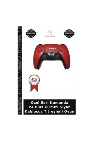 Özel Seri Kumanda P4 Plus Kırmızı Siyah Kablosuz Titreşimli Oyun