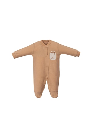 Çiçekli Üçlü Patikli Tulum Set Bej