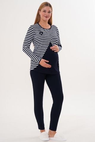 Mecit Pijama Mecit 6303 Kadın Likralı Spor Hamile Lohusa Pijama Takım - Lacivert