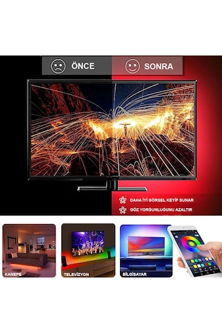 Exeo Tv Arkası Bluetooth Rgb Usb Şerit Led Slikonlu 3 Mt