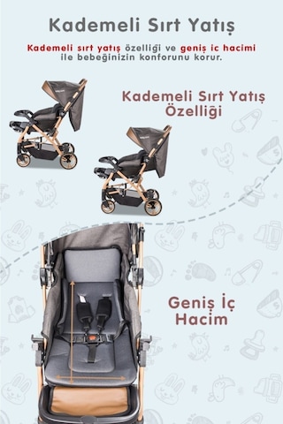 Bc 65 Capron Çiftyönlü Bebek Arabası Gold Siyah Z Kahve
