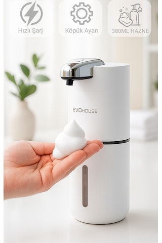 Evo House Otomatik Sensörlü Köpük Sıvı Sabunluk Şarjlı- Duvara Monte - P12 Model