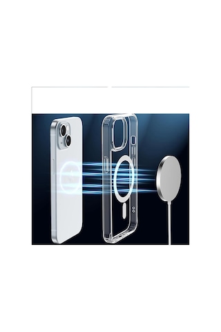 Apple Uyumlu iPhone 15 Magsafe Manyetik Plastik Tpu Kılıf-al8113 Şeffaf