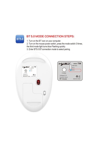 Geeroyoo Hxsj T36 Üç Modlu Kablosuz Fare: Bt5.0, 2.4g, Şarj Edilebilir, 1600dpı, Sessiz Tasarım, Ergonomik 001