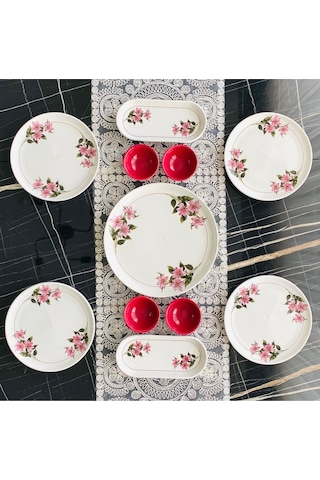 Kar Çiçeği 4 Kişilik 11 Parça Kahvaltı Takımı Vişne Çürüğü