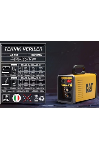 Cat Dz161t 160 Amper Tıg Lıft/mma Çanta Tipi Profesyonel Dijital İnverter Kaynak Makinesi Cat Dx37 Avuç Taşlama