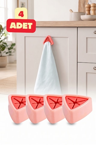 4 Adet Yapışkanlı Havlu Örtü Bez Askısı Mutfak Banyo Ev İçi Pratik Organizer Askılık Seti Çok renkli