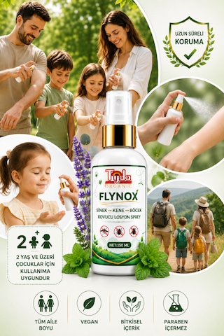 Tijda Flynox Sinek Böcek Kene Kovucu Losyon Sprey 150 Ml Doğal Bitkisel Tüm Vücut Seyahat Tatil Boy