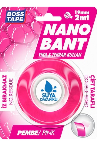 2 Metre Çok Güçlü Çift Taraflı Nano Bant Pembe