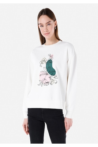 Colin's Colins Regular Fit Yuvarlak Yaka Baskılı Kadın Beyaz Sweatshirt Cl1068067 Q1.v2 Ofw Beyaz