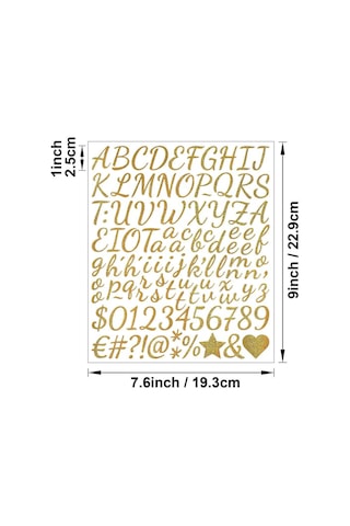 Büyük Boy El Yazısı Simli Harf Sticker Seti 2.5 Cm Kaligrafi Albüm Etiketi Gold Çok Renkli