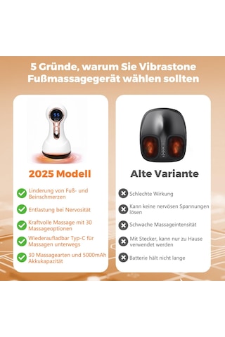 Venopulse Nöropati Ayak Masaj Aleti, Vibrastone Hediyesi Babalar Günü, Isı Fonksiyonlu Ve Titreşimli Bacak Masaj Aleti, Ayak Masaj Aleti White1.0