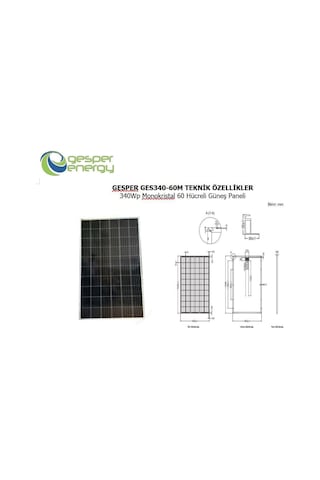 Gesper Energy 340w Watt Monokristal Güneş Paneli