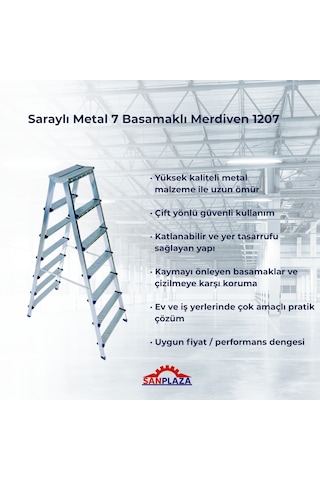 Sanplaza Saraylı Metal 7 Basamaklı Çift Çıkışlı Merdiven 1207 7+7