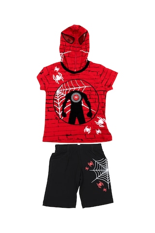 Gigas Erkek Işıklı Kamşonu Fermuarlı Örümcek Adam Detaylı Takım Siyah