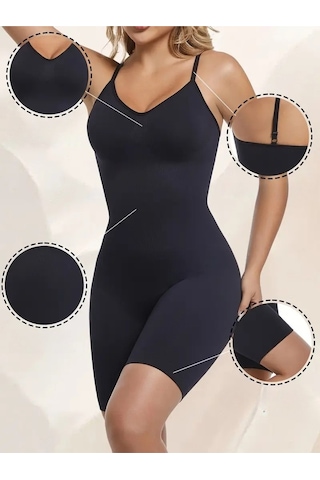 Mistirik Larix Model Extra Toparlayıcı Extra Sıkılaştırıcı Tam Boy Tulum Korse Siyah Renk Siyah