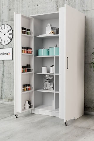 Evdemo Eva 2 Kapaklı Erzak Kiler Dolabı Beyaz