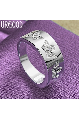 925 Ayar Gümüş Taç Aaa Zirkon Yüzük Hediye Moda Takı