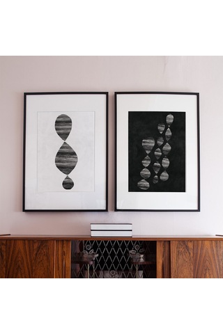 Soyut Sanat 2'li Set, Soyut Sanat İskandinav Posterleri Sanat Modern Sanat Siyah Beyaz Çağdaş Sanat
