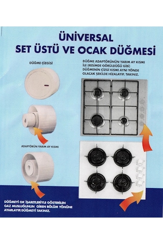 İnci İle Uyumlu Düğme 4 Lü Takımı Ankastre Set Üstü Ocak Düğmesi - Tip 3 Siyah Yaysız Görselle Eşl