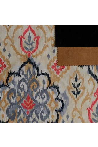 Antrasit Sütlü Kahve Renkli Modern Damask Desen Dijital Baskılı