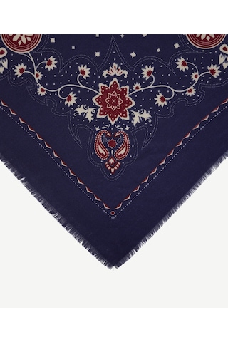 Yargıcı Desenli Kare Şal 26kksl1120x 004 Lacivert