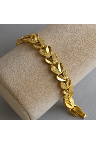 Altın Yaprak Desenli Bileklik Gold